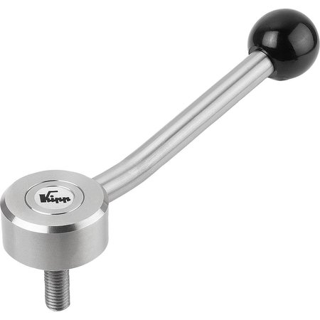 KIPP Tension Lever Flat Size:2 M10X50, A=127, Form:15° Stainless Steel 1.4305, Comp:Plastic K0129.2102X50